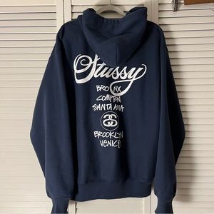 Stussy world tour hoodie navy